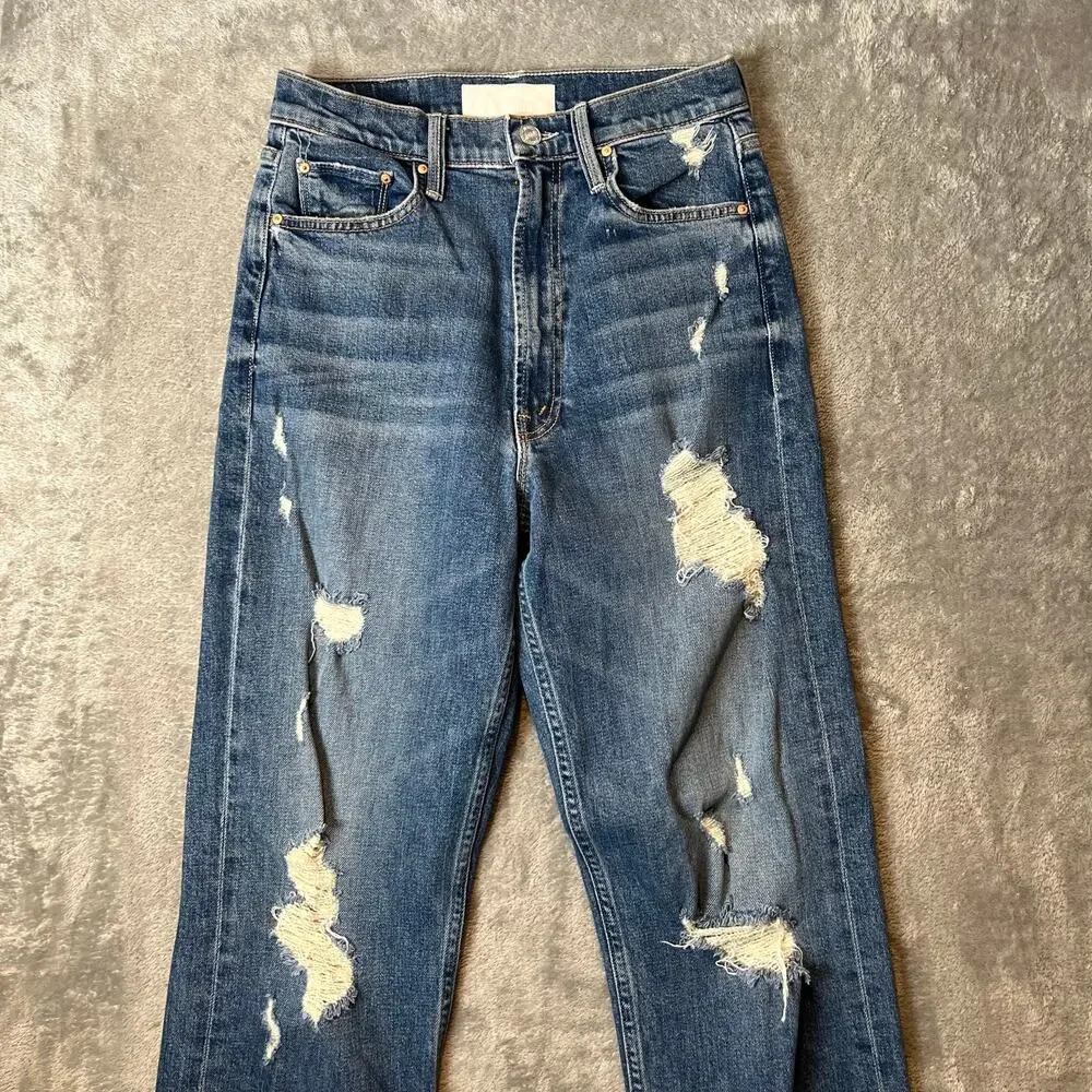 MOTHER Superior High Waisted Study Hover Jeans 26 Distressed Effortless Chic - Picture 6 of 10